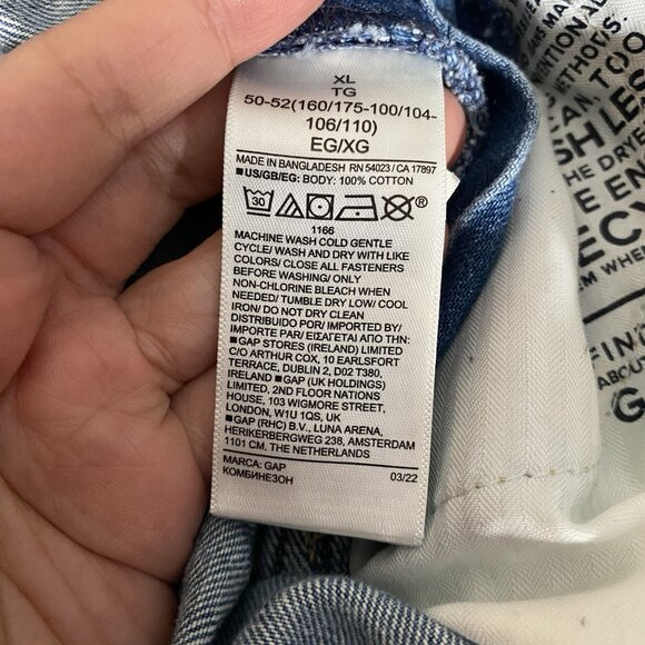 Gap Loose Bib Overalls Women’s XL Light Destroy Relaxed Fit Denim 100% Cotton - Picture 13 of 16